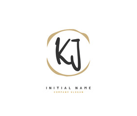 K J KJ Beauty vector initial logo, handwriting logo of initial signature, wedding, fashion, jewerly, boutique, floral and botanical with creative template for any company or business.