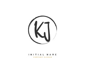 K J KJ Beauty vector initial logo, handwriting logo of initial signature, wedding, fashion, jewerly, boutique, floral and botanical with creative template for any company or business.