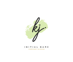 K J KJ Beauty vector initial logo, handwriting logo of initial signature, wedding, fashion, jewerly, boutique, floral and botanical with creative template for any company or business.