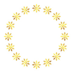 frame circular of snowflakes golden vector illustration design