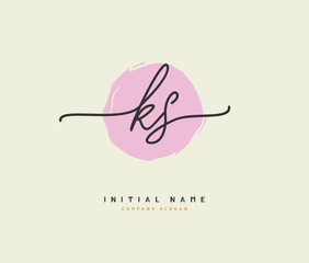 K S KS Beauty vector initial logo, handwriting logo of initial signature, wedding, fashion, jewerly, boutique, floral and botanical with creative template for any company or business.