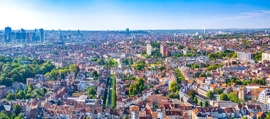 Fotobehang Panoramisch stadsbeeld van Brussel, België © Flaviu Boerescu