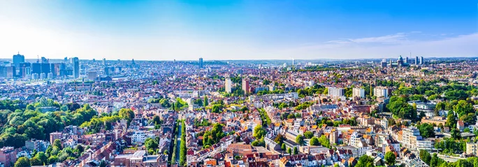 Zelfklevend Fotobehang Panoramisch stadsbeeld van Brussel, België © Flaviu Boerescu