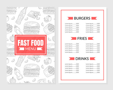 Burger Menu Template Design with Hand-drawn Graphic