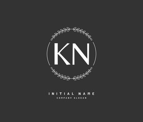 K N KN Beauty vector initial logo, handwriting logo of initial signature, wedding, fashion, jewerly, boutique, floral and botanical with creative template for any company or business.