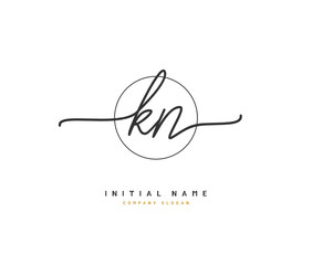 K N KN Beauty vector initial logo, handwriting logo of initial signature, wedding, fashion, jewerly, boutique, floral and botanical with creative template for any company or business.