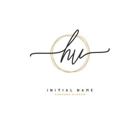 H V HV Beauty vector initial logo, handwriting logo of initial signature, wedding, fashion, jewerly, boutique, floral and botanical with creative template for any company or business.