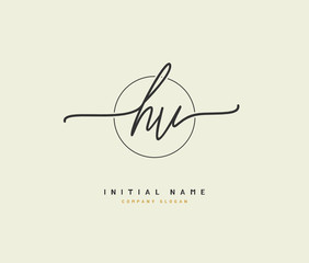 H V HV Beauty vector initial logo, handwriting logo of initial signature, wedding, fashion, jewerly, boutique, floral and botanical with creative template for any company or business.