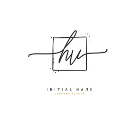 H V HV Beauty vector initial logo, handwriting logo of initial signature, wedding, fashion, jewerly, boutique, floral and botanical with creative template for any company or business.