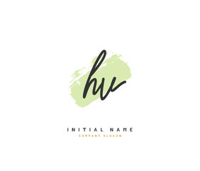 H V HV Beauty vector initial logo, handwriting logo of initial signature, wedding, fashion, jewerly, boutique, floral and botanical with creative template for any company or business.