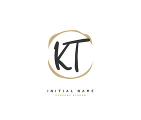 K T KT Beauty vector initial logo, handwriting logo of initial signature, wedding, fashion, jewerly, boutique, floral and botanical with creative template for any company or business.