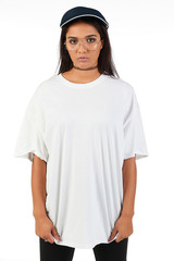 Blank t-shirt mock-up - Cool streetwear fashion girl ready for your design