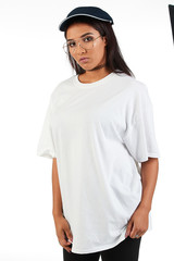 Blank t-shirt mock-up - Cool streetwear fashion girl ready for your design