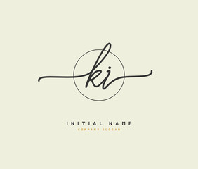 K I KI Beauty vector initial logo, handwriting logo of initial signature, wedding, fashion, jewerly, boutique, floral and botanical with creative template for any company or business.