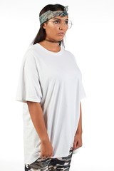 Blank t-shirt mock-up - Cool streetwear fashion girl ready for your design