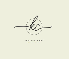 K C KC Beauty vector initial logo, handwriting logo of initial signature, wedding, fashion, jewerly, boutique, floral and botanical with creative template for any company or business.