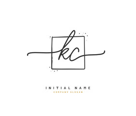 K C KC Beauty vector initial logo, handwriting logo of initial signature, wedding, fashion, jewerly, boutique, floral and botanical with creative template for any company or business.