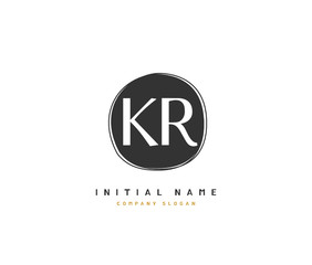 K R KR  Beauty vector initial logo, handwriting logo of initial signature, wedding, fashion, jewerly, boutique, floral and botanical with creative template for any company or business.