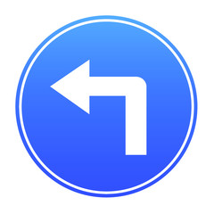 Turn left ahead sign