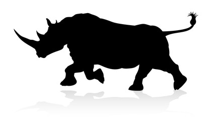 A rhino or rhinoceros safari animal silhouette