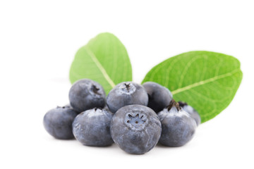 Group of fresh juisy blueberries isolated on white background