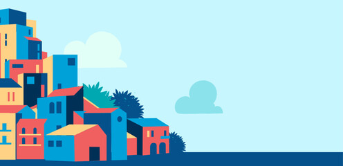 City and blue sky cartoon background - Vector  © Hurca!