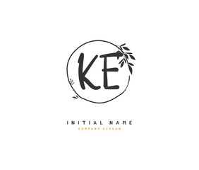 K E KE Beauty vector initial logo, handwriting logo of initial signature, wedding, fashion, jewerly, boutique, floral and botanical with creative template for any company or business.
