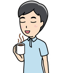 コーヒーを飲む男性