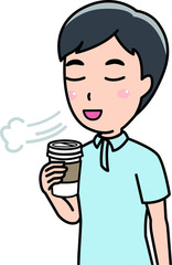 コーヒーを飲む男性