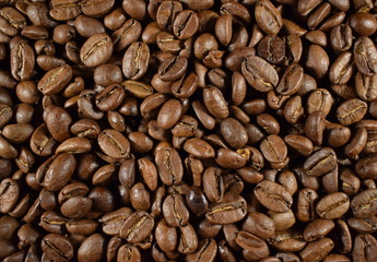 randomly scattered coffee beans