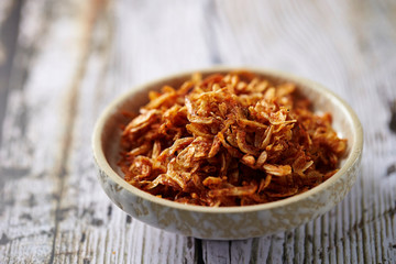 Dried shrimp in small dish 