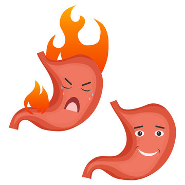 cartoon stomach inflamed, happy, sad, fire clip art preview