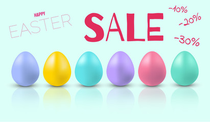 Easter eggs postcard, banner for Easter