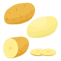 Potatoes, cut potatoes. Potato icon. Vector illustration of a potato Isolated on a white background.