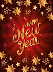 Fototapeta na wymiar poster of happy new year with stars vector illustration design