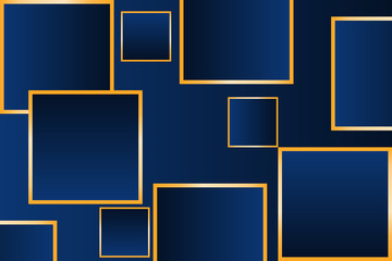 Abstract luxury polygonal pattern of dark blue squares with gold. Flat design