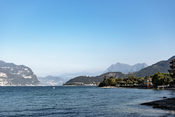 Fototapeta na wymiar Iseo lake in nice and clear day, Italy.