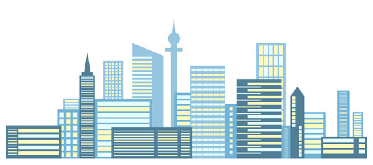 Obraz premium City logo, cityscape, metropolis. The urban landscape. Vector illustration of a big city.