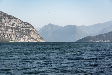 Fototapeta na wymiar Iseo lake in nice and clear day, Italy.