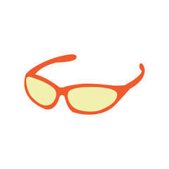Orange and yellow well drawn biking glasses on white
