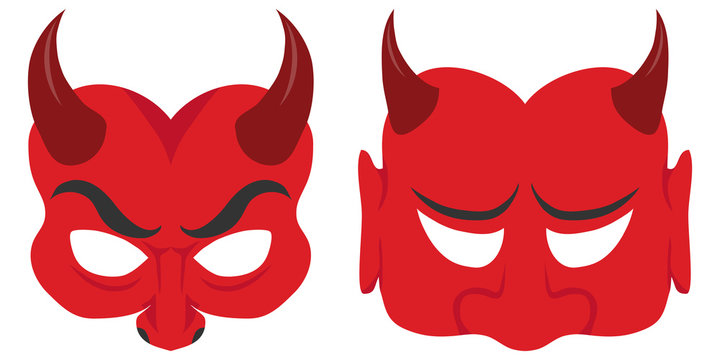 Devil mask, realistic red devil mask. Flat design