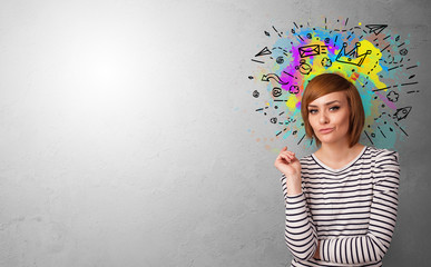 Business person with colorful splash above the head