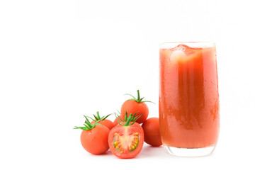 fresh tomato juice isolated on white background