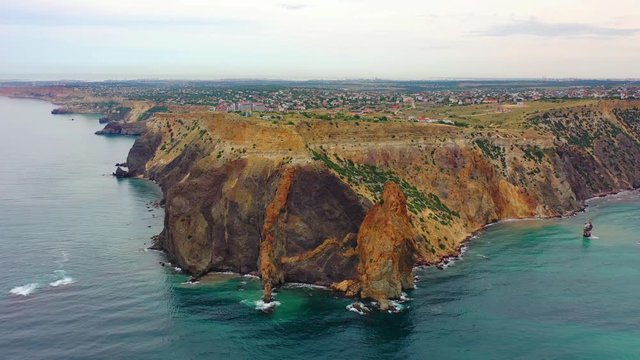 Aerial view of amazing cliffs in sunny day - Old Head of Kinsale, Ireland