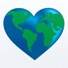 Planet in the Heart. World map background for the earth day april 22