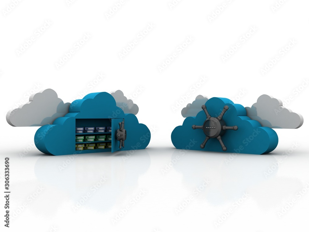 Poster 3d rendering cloud folder storage lock