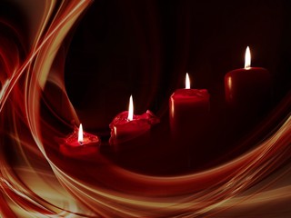 four red candles in the christmas time