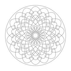 Mandala. Rosace pattern. Coloring page, illustration vector black and white. Art Therapy. Anti-stress coloring page. Decorative element
