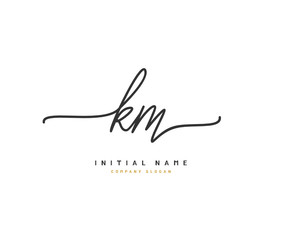 K M KM Beauty vector initial logo, handwriting logo of initial signature, wedding, fashion, jewerly, boutique, floral and botanical with creative template for any company or business.