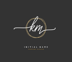 K M KM Beauty vector initial logo, handwriting logo of initial signature, wedding, fashion, jewerly, boutique, floral and botanical with creative template for any company or business.